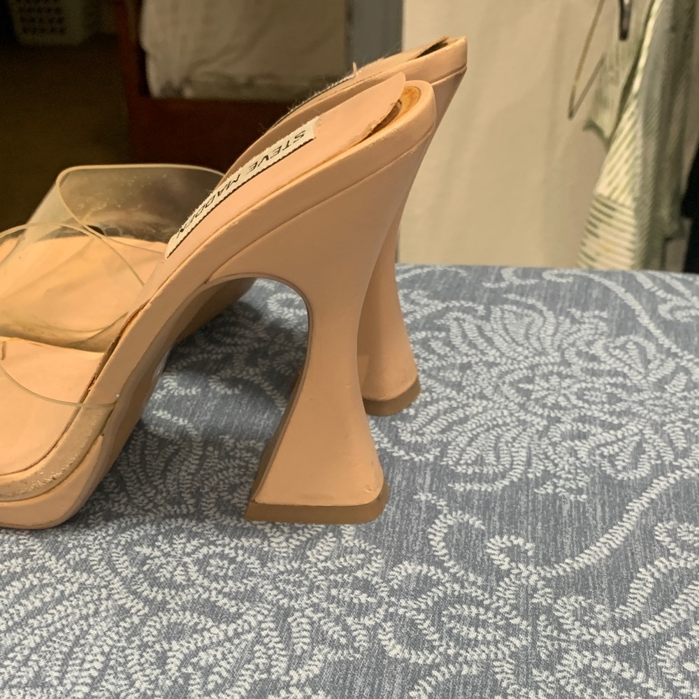 Steve Madden Blush Nude Clear Strap Mules - Picture 2 of 6